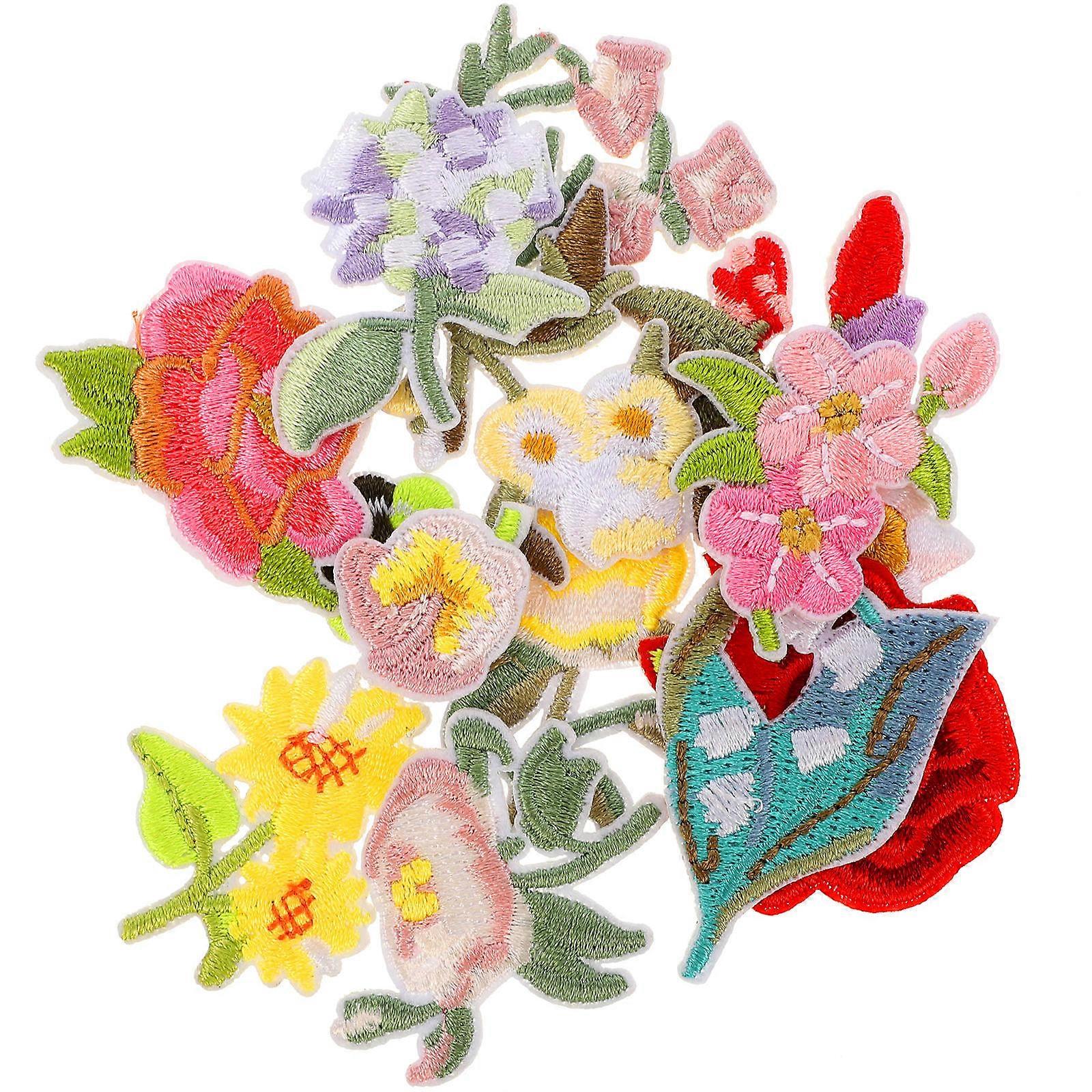 Heat-Activated Adhesive Flower Applique Patches Diy Fabric Repair 14Pcs