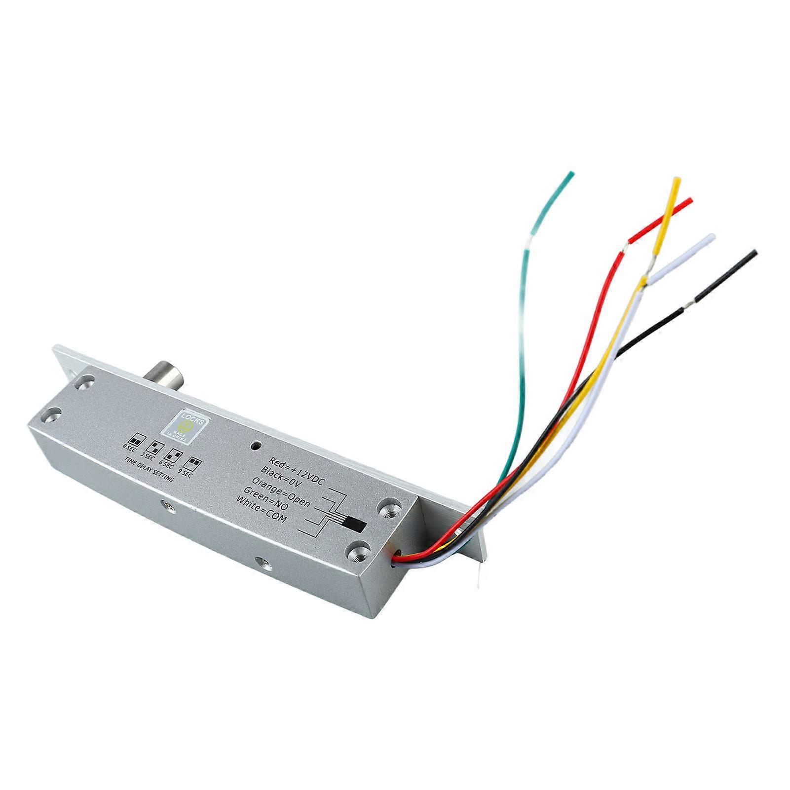 DC 12V 5 Lines Electric Bolt Lock Narrow Deadbolt Drop Bolt Door Lock with Time Delay LED Display for Door Entry Access Control Power Off Lock 