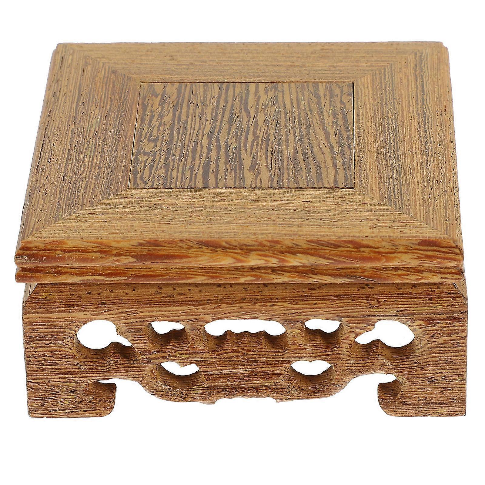 Square Wooden Base Flower Pot Stand Teapot Display Base for Statues and Crafts