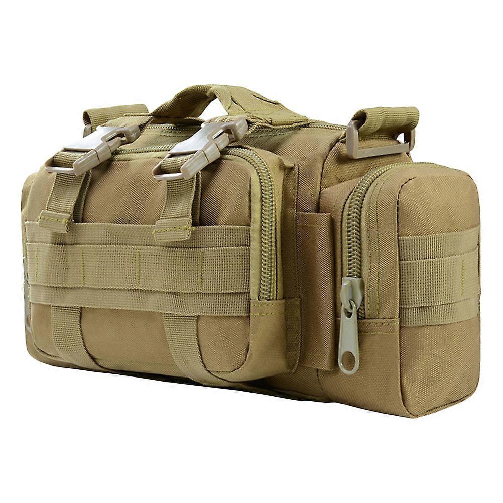 Fishing Tackle Bag Multi-Function Waterproof Adjustable Straps Khaki 30x18cm 1Set