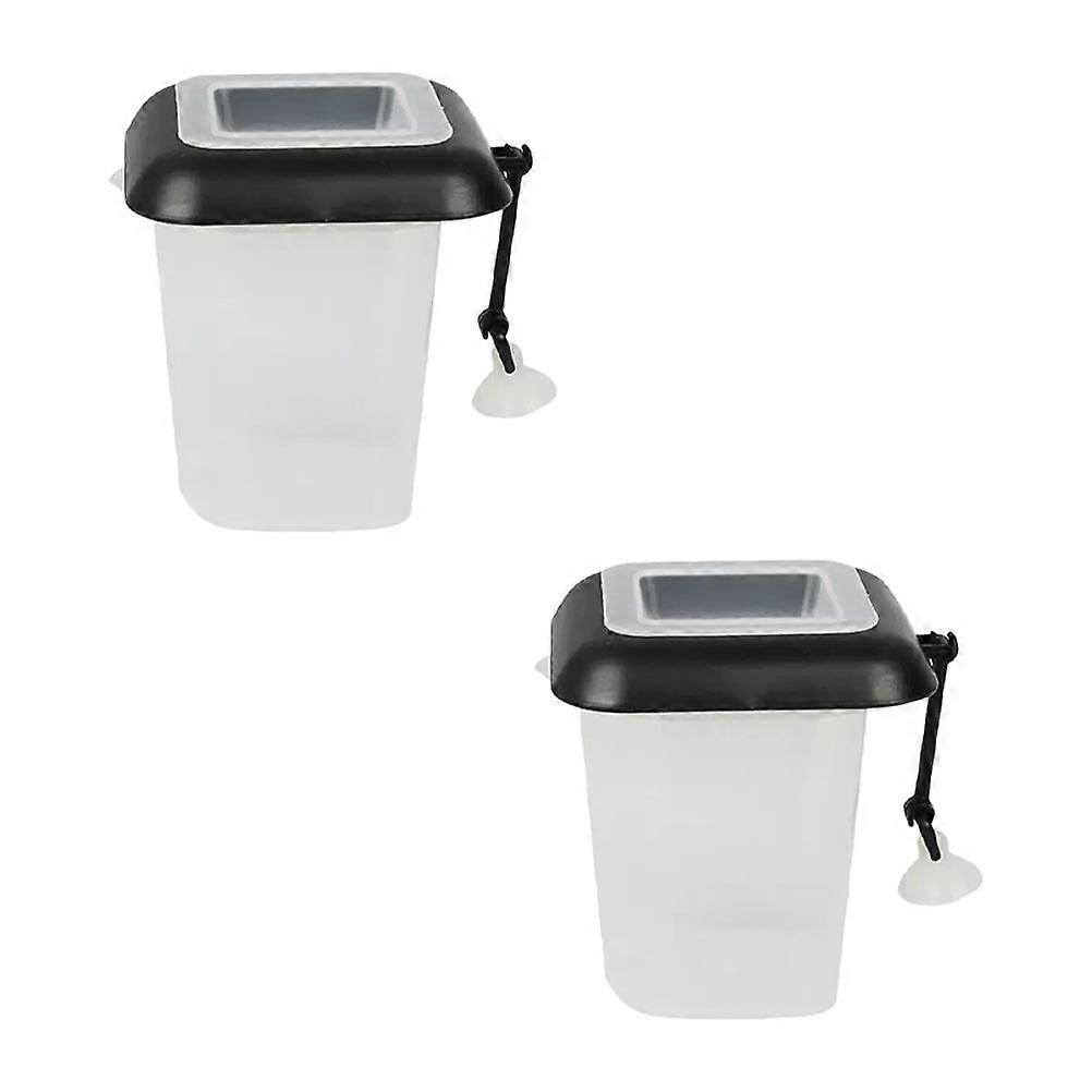 Aquarium Fish Feeding Tool with 2pcs Plastic Feeders for Red Worms and Brine Shrimp Black