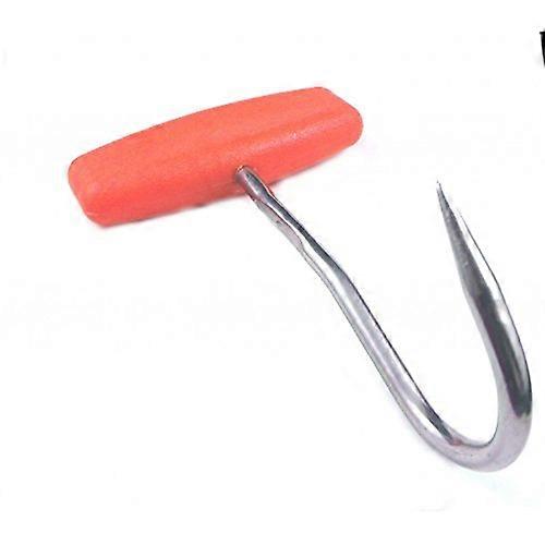 Professional Steel Pulling Pull Hook - Pack of 2, Plastic Handle Meat Hooks for Butcher Shop, Durable and Heavy-Duty