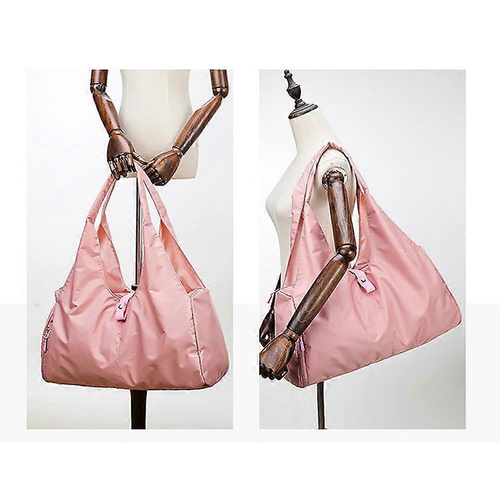 حقيبة واق من المطر للسفر حقيبة رياضية ذات سعة كبيرة حقيبة يد خفيفة الوزن قابلة للطي حقيبة تسوق للأمتعة لليوغا واللياقة البدنية وردي 1 مجموعة