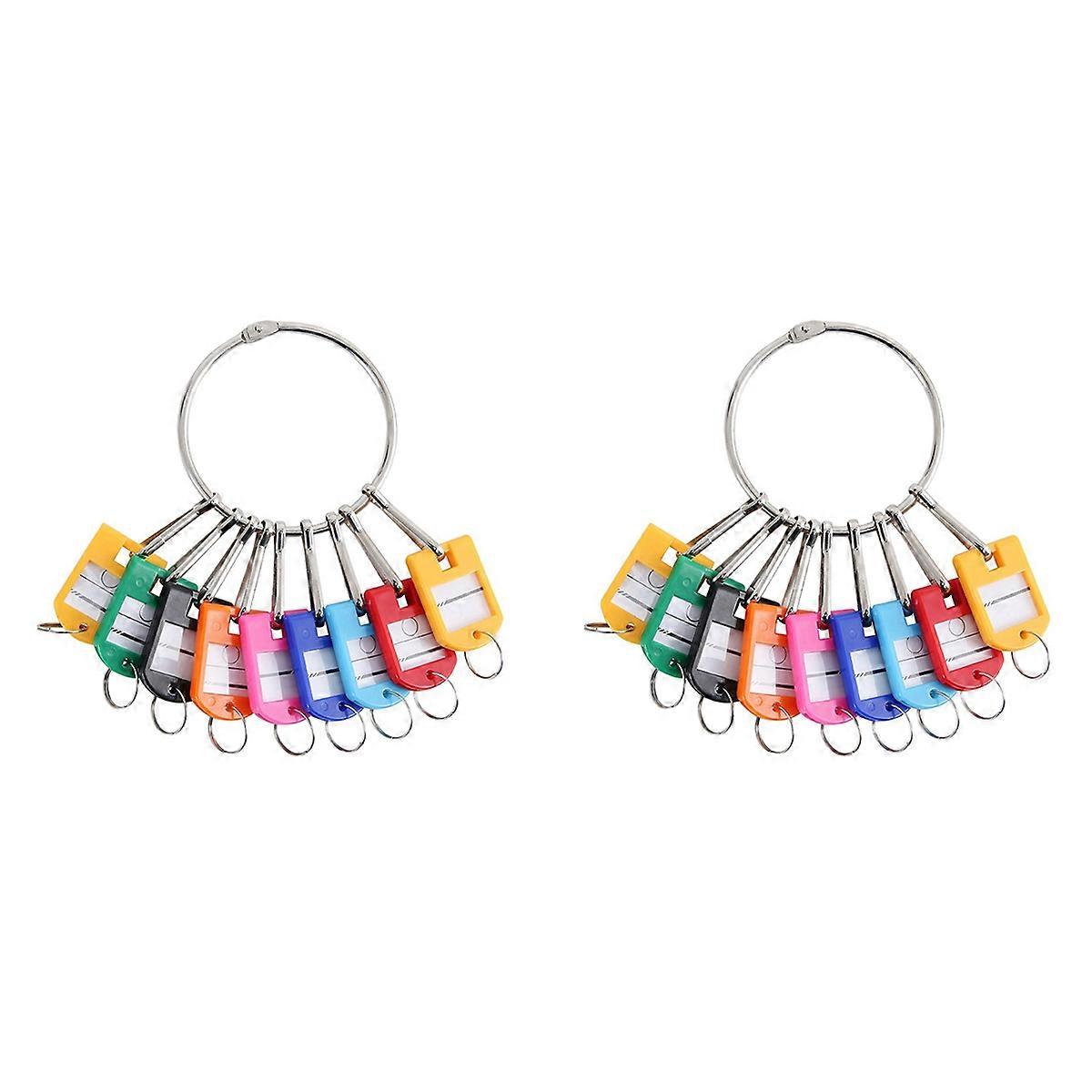 Portable Metal Ring Key Organizer with Spring Hooks & Key Tags with Ring and Label Window