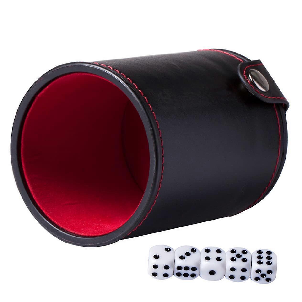 Dice Cups Set - Faux Leather Dice Shaker Container with Professional Cube Cups and Dice for Gaming and Tabletop Use