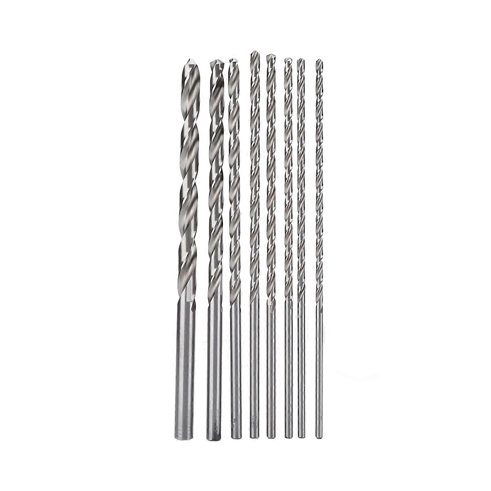 8pcs HSS Twist Drill Bit Set for Hole Cutting Metal Wood Rotary Tool Kit 4-10mm Extra Long 200mm