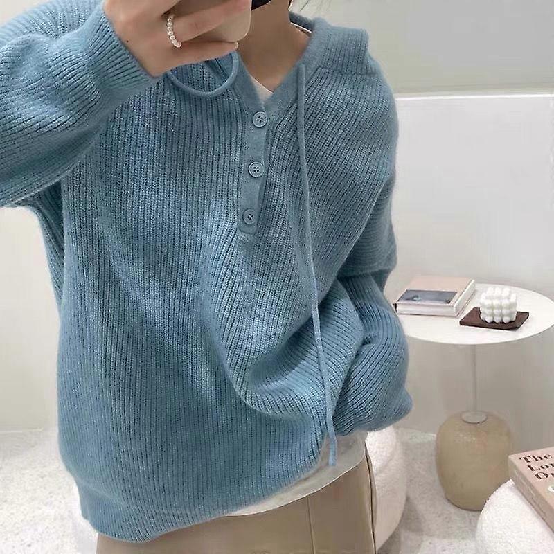 Pullover Autumn and winter 2022 new solid color hooded sweater women outer wear loose all-match lazy wind top pullover sweater