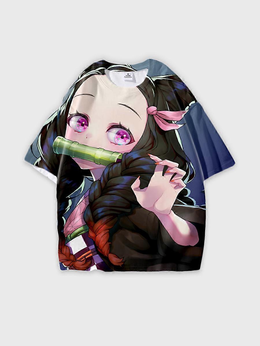 T-shirt round neck Character Pattern loose short sleeve P1521