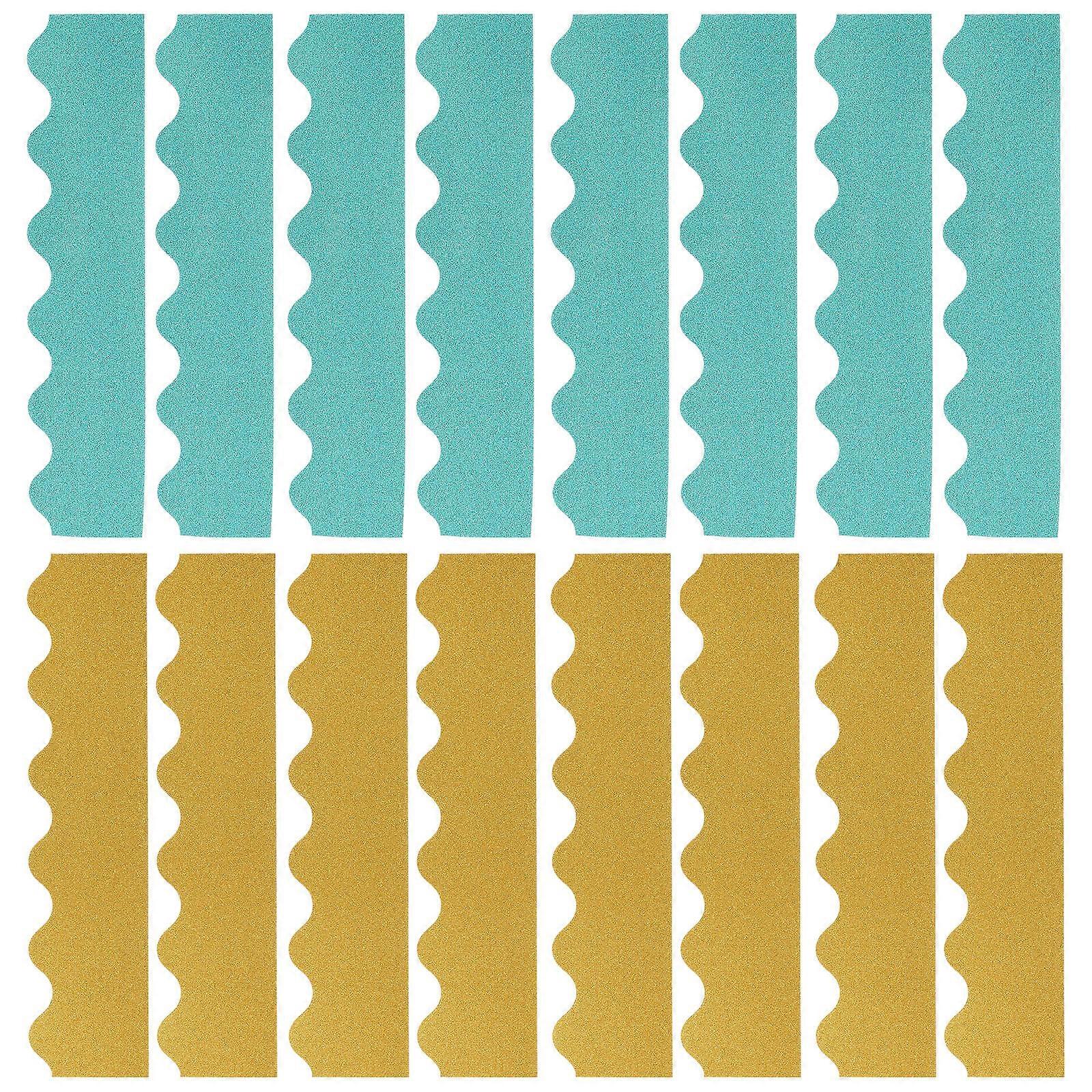 Adhesive Glitter Bulletin Board Borders 2 Sets Decorative Border Trim for Classroom, Party, Kindergarten Gold and Green Easy Apply