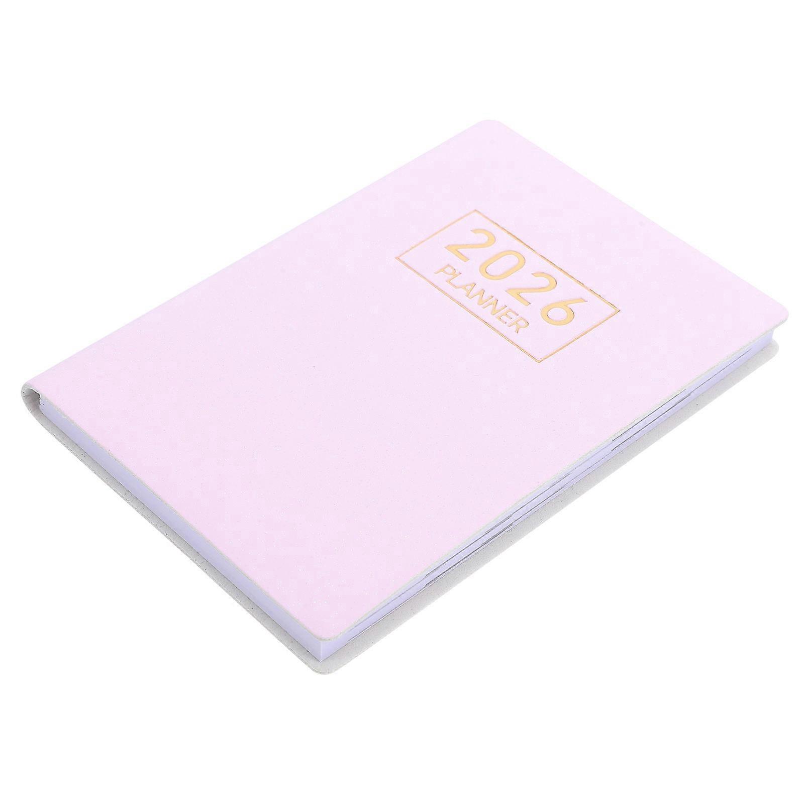 Compact Size 2026 Calendar For On The Go Scheduling With Pink PU Cover 1Pcs