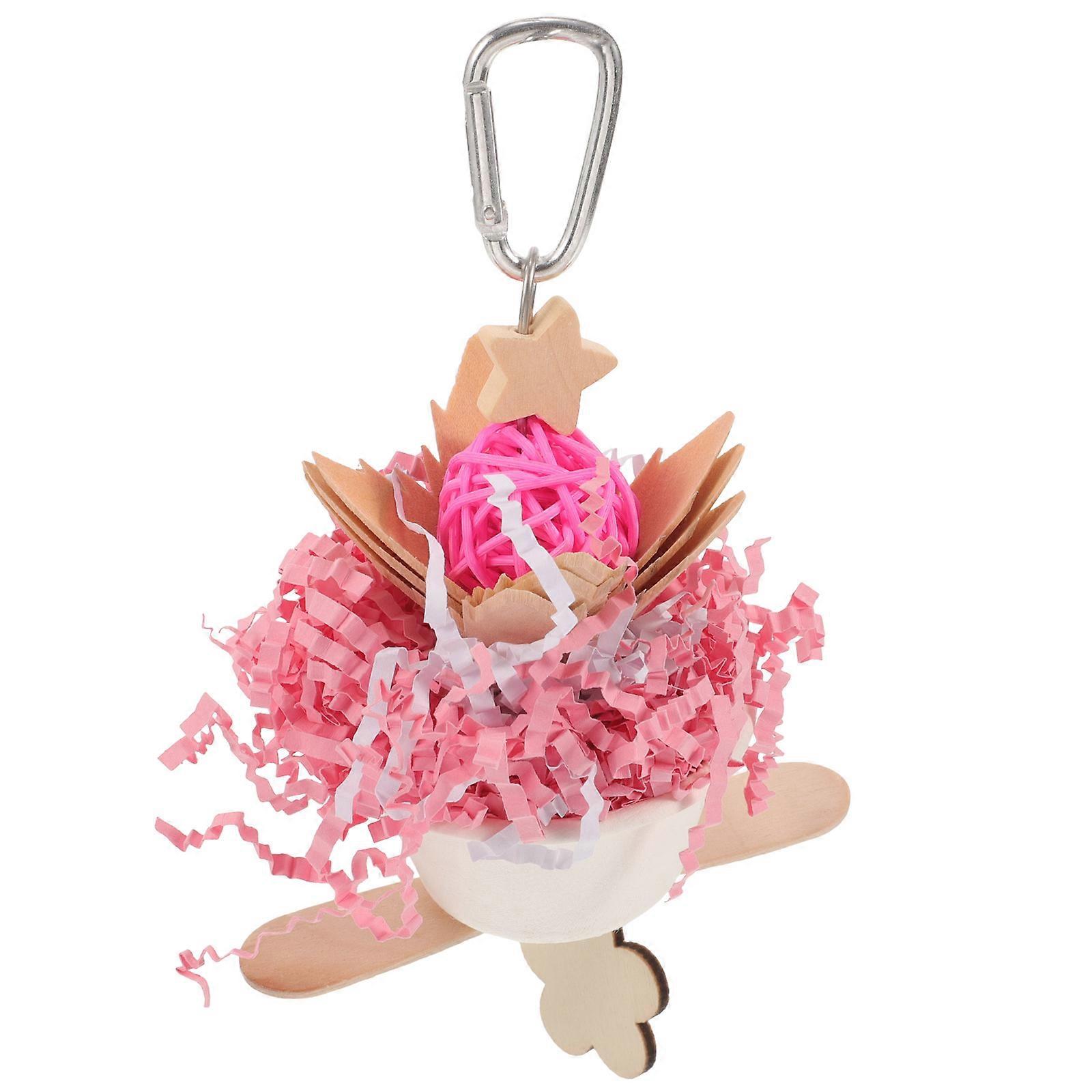 Pink Synthetic Parrot Toy for Children with Cute Design and Cage Hanging Function 6.5 inches