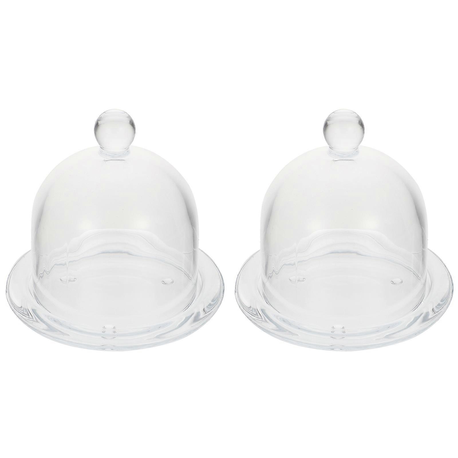 Transparent Glass Cake Cover Set of 2 for Home Use and Easy to Clean with Tray