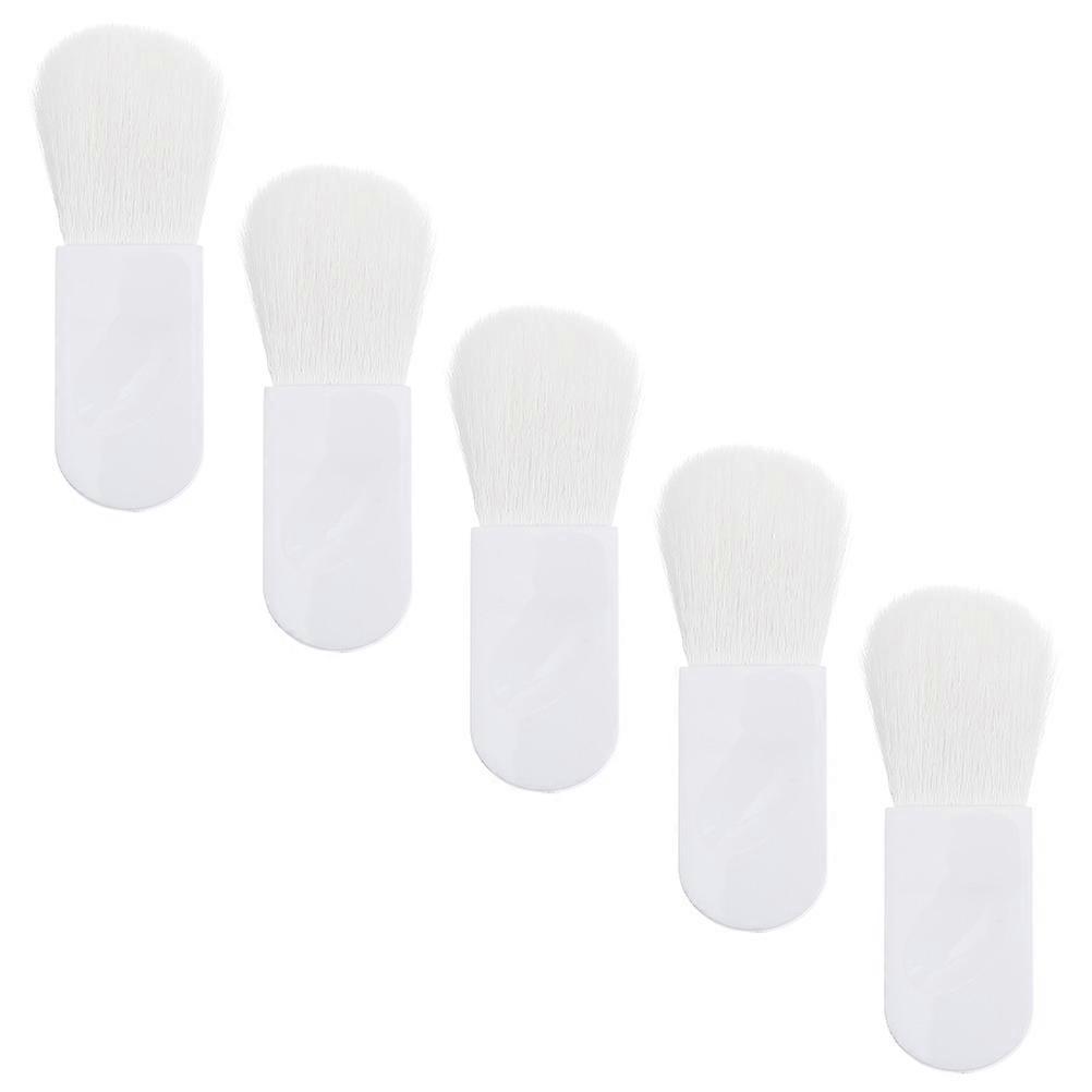 5pcs White Synthetic Blush Brushes for Home Use with Supple Bristles and Mini Size Design