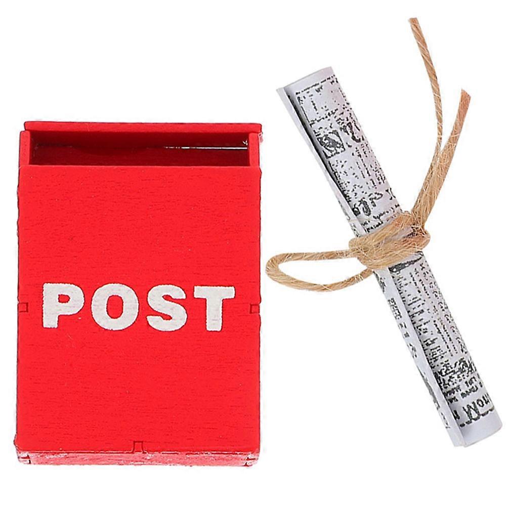 Miniature Dollhouse Mailbox and Newspaper Set – Lightweight Decorative Model for Creative Dollhouse Display – Easy to Clean and Store Mini Furniture