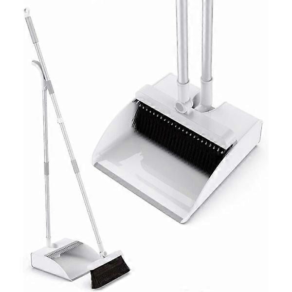 Broom and Dustpan Set with Magnetic Locking. Broom with Long Handle and Dustpan, 45 inch Detachable Handle