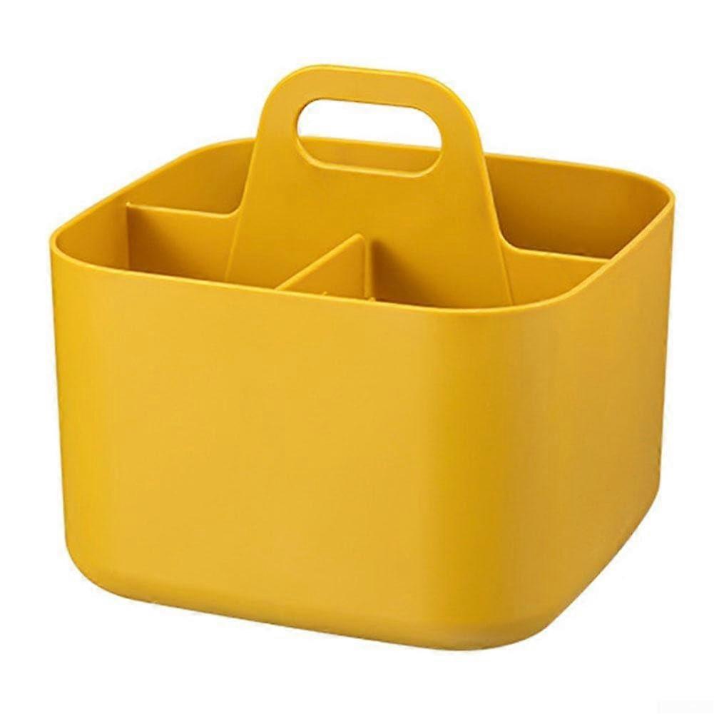 Space-Saving Stackable Basket Organizer With Handle Yellow For Easy Transport And Home Storage