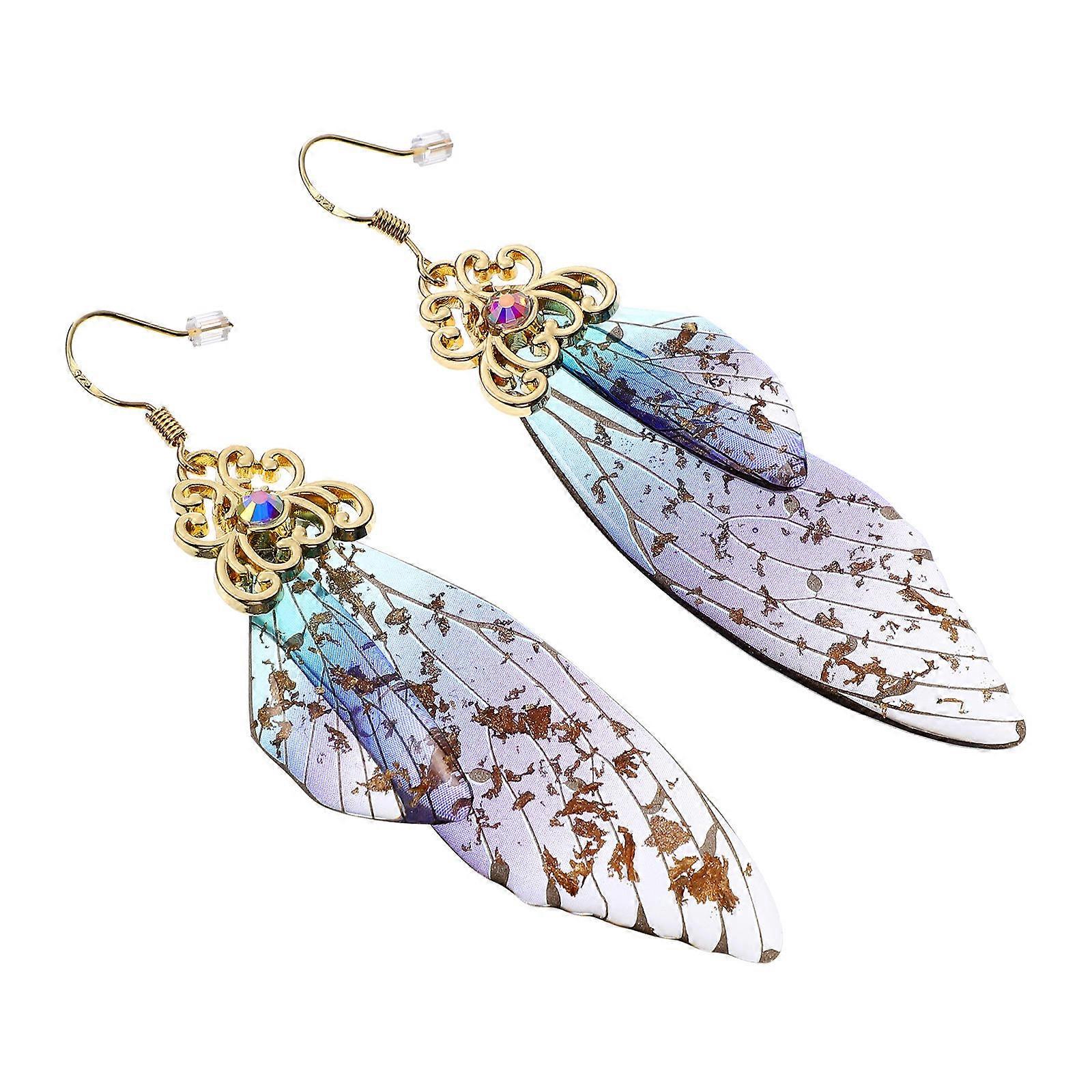 Fairy Wing Shaped Earrings with Multi Color for Daily Wear and Decoration Use Plastic Material