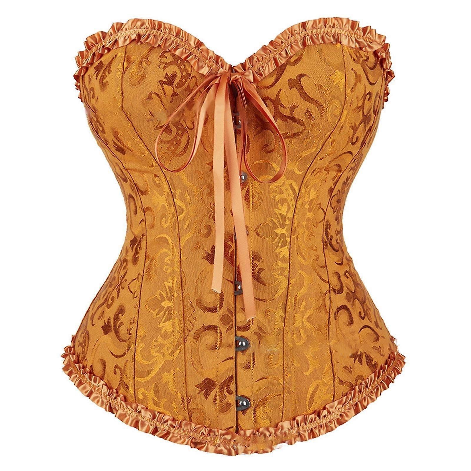 Vintage Corset Tops for Women,  Corsets Costumes, Lingerie Bodyshaper Underwear, Wedding Bride Gold XL
