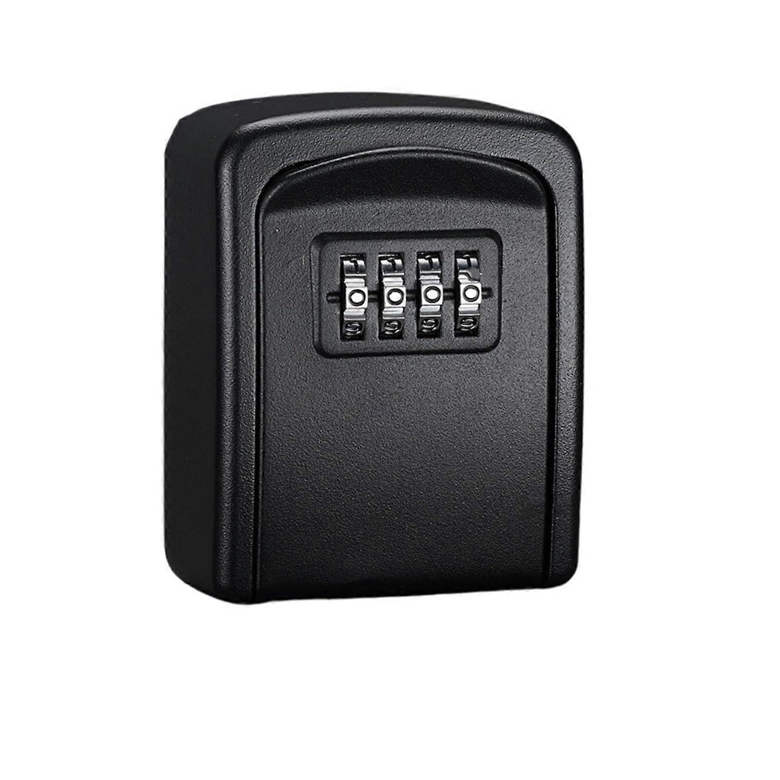 Metal Key Safe Box with Lock for Wall Mounting, 4-Digit Combination Code, Durable Plastic Security Storage for Home and Office, Black