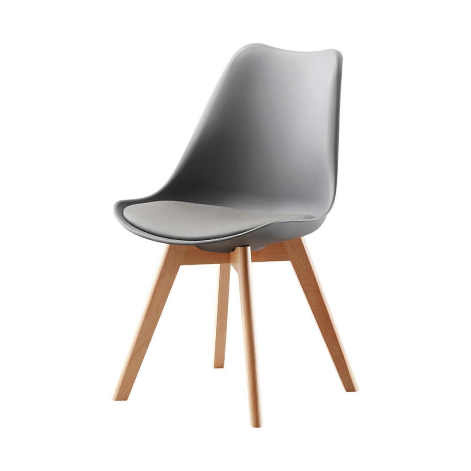 Mid-Century Modern Shell Chair with Wooden Legs for Dining or Living Spaces