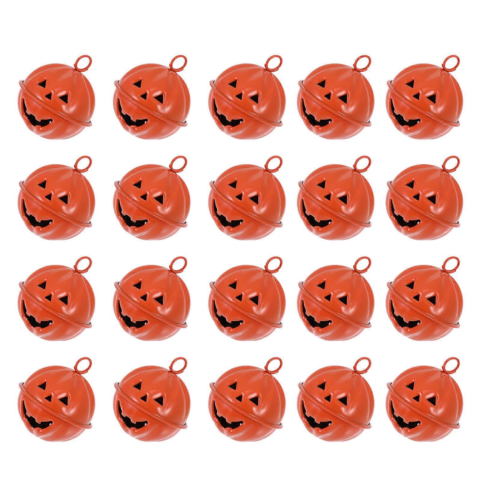 Pumpkin Shape Halloween Bell DIY Decor 20Pcs Orange Color Pet Collar Bell 4.00X4.00X4.00cm