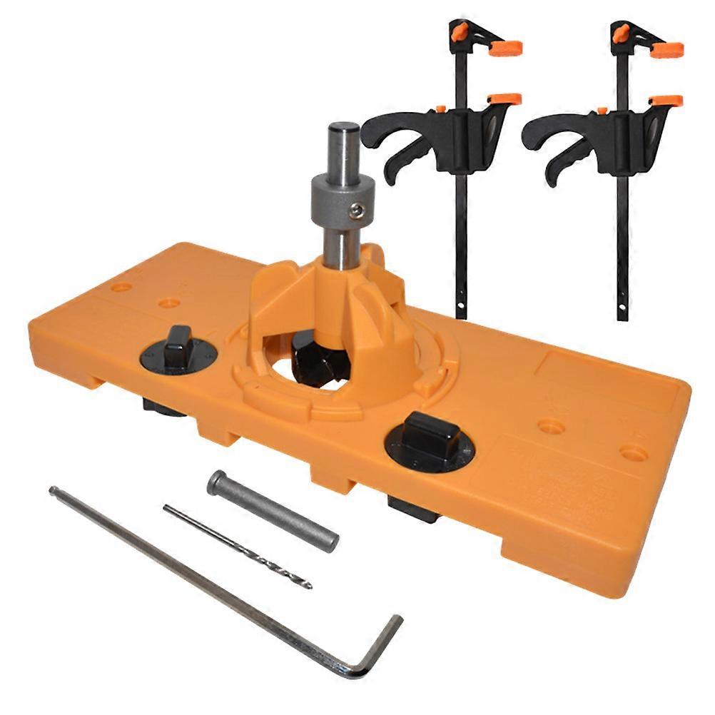 Hinge Drilling Positioner Woodworking Hole Locator Guide Tool with Clamps Durable Cabinet Door Installation Jig