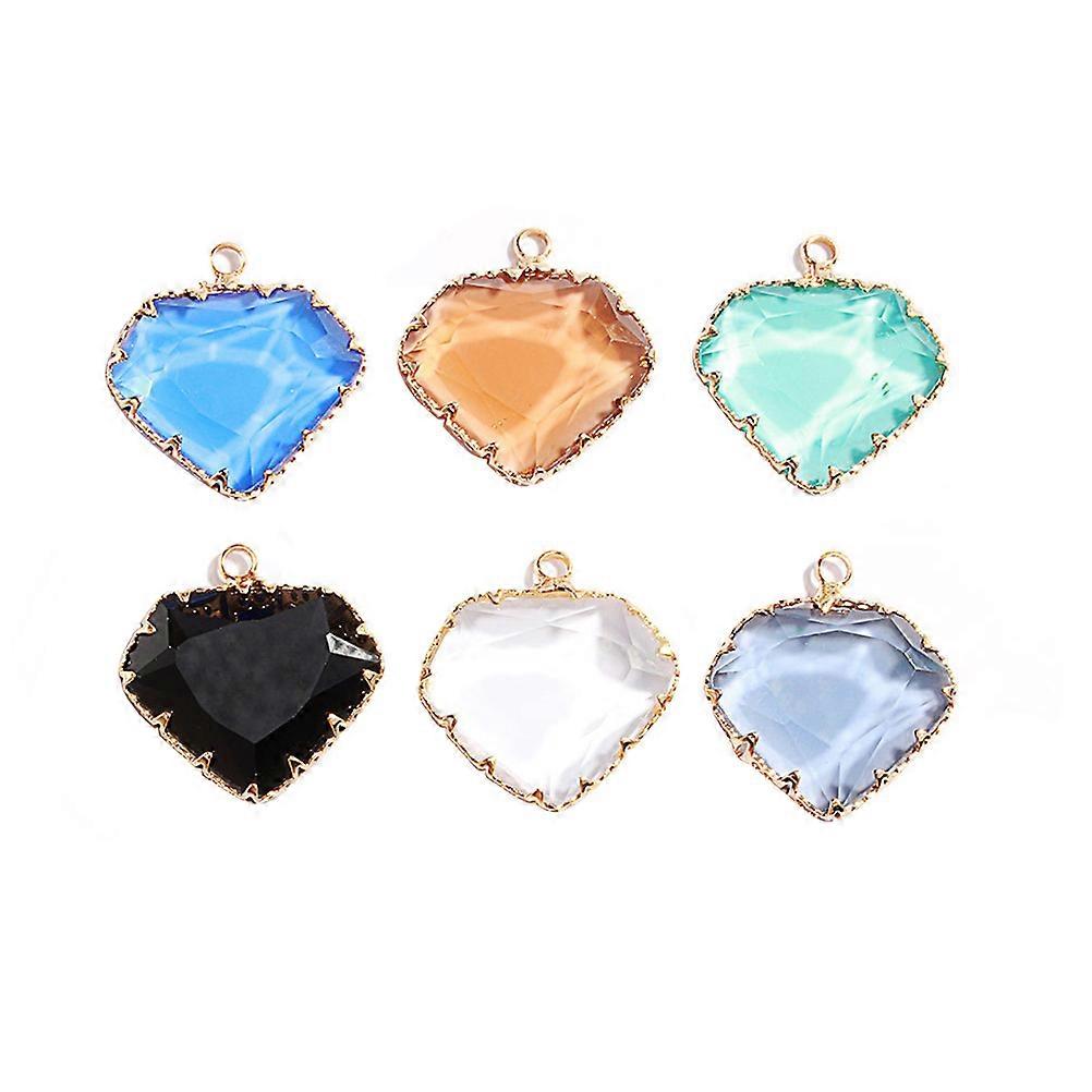 Assorted Color Heart Shaped Pendant Jewelry Accessories 7Pcs Geometric Design For DIY Projects And Crafts