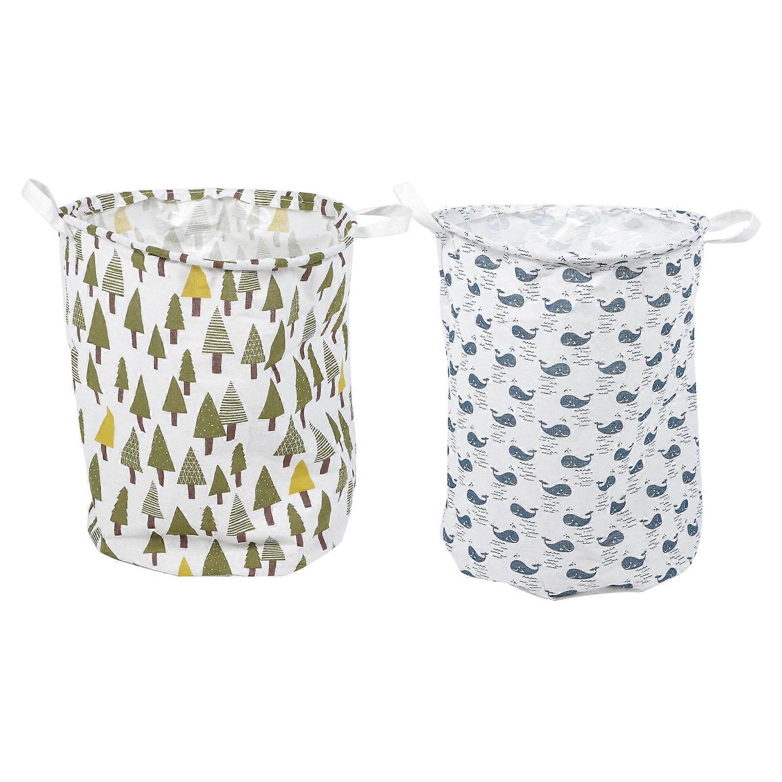 2pcs Clothes Storage Hamper with Handles, Laundry Basket for Bedroom Organizer, Space Saving Fabric Storage Container for Boys and General Use