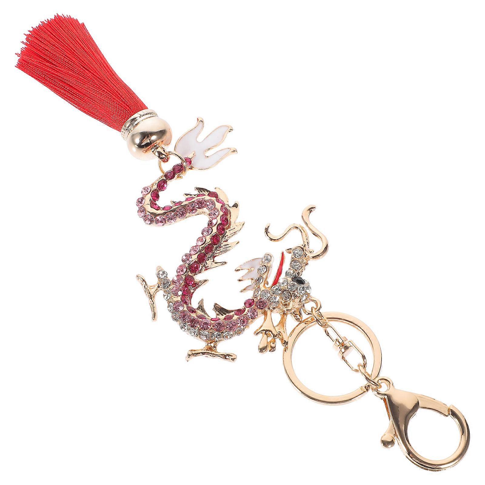 Year Keychain Pendant for Decoration with Tassel and Rhinestone Detail Zinc Alloy and Polyester