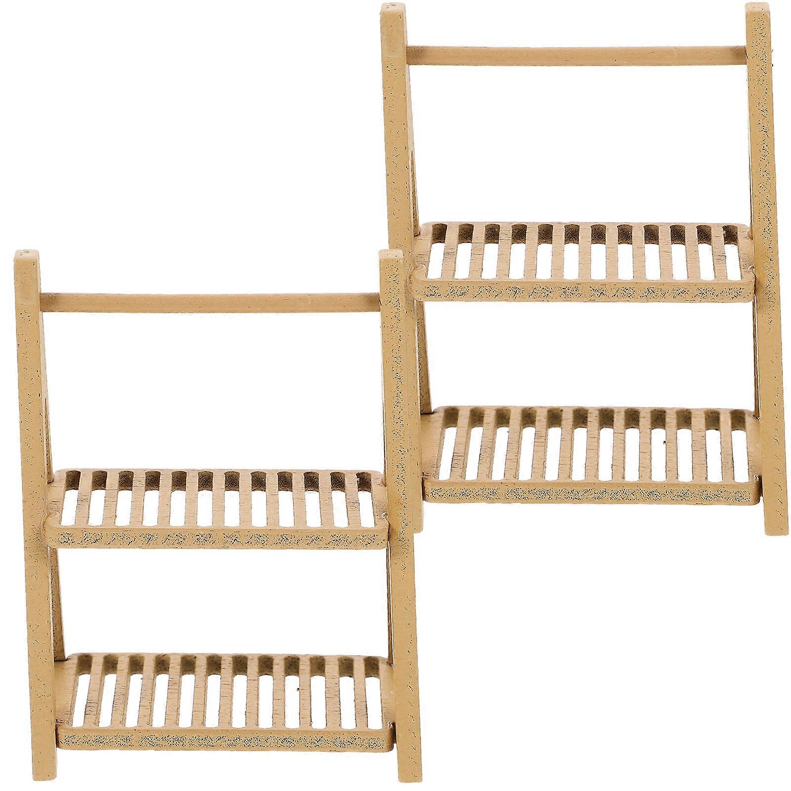 Miniature Wooden Bread Rack Shelf for Dollhouse Adorable Tiny House Decoration with Fine Craftsmanship, Multi Purpose Mini Furniture for DIY Scenes