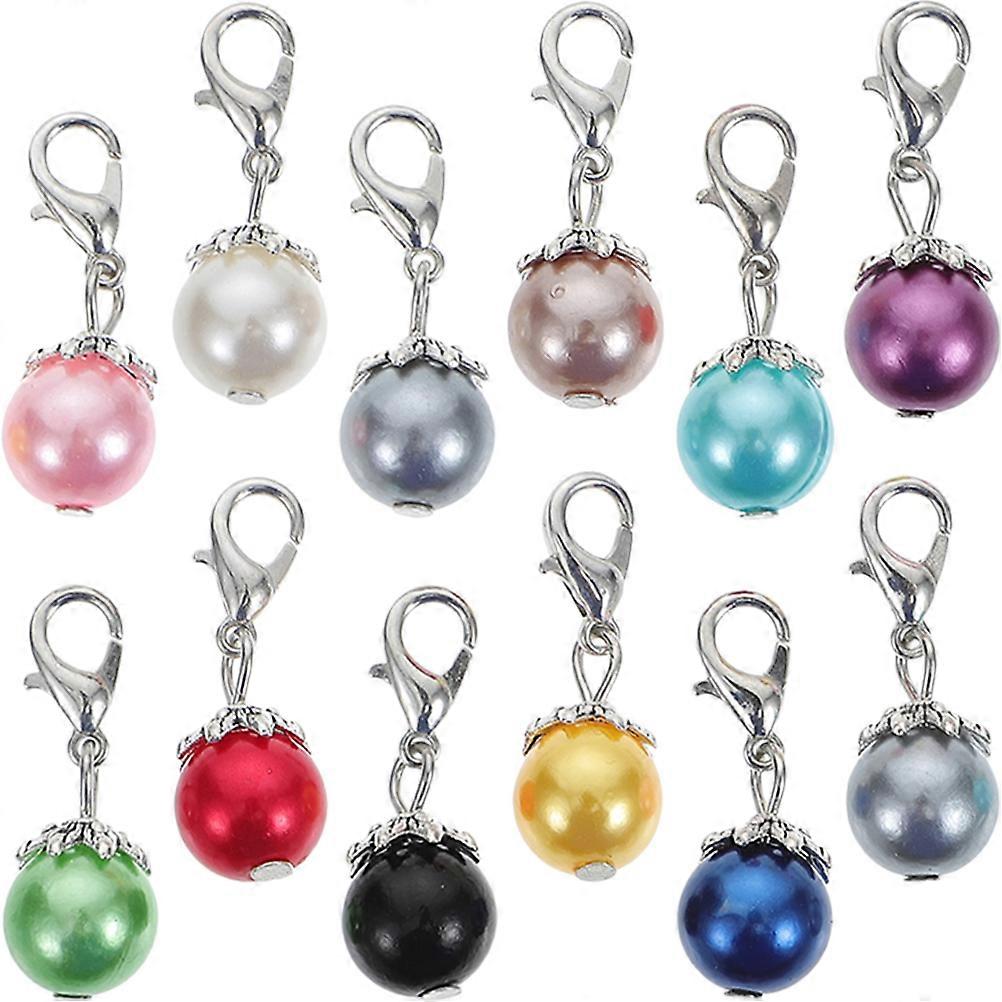 Lobster Clasp Charms 12Pcs Assorted Color DIY Jewelry Making With Pearl Shape For Artisans