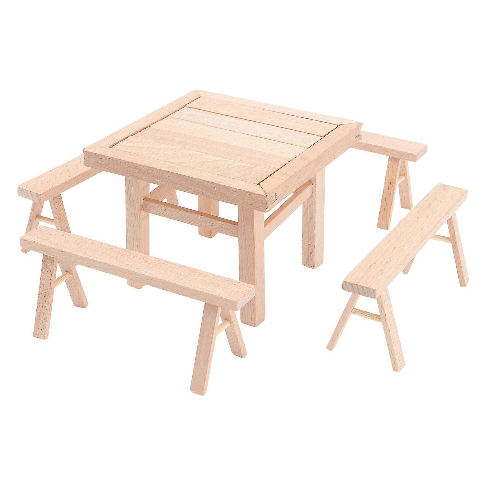 Kids Learning Toys 1 Set Mortise and Tenon Design Table Chair Set For Desk or Bookshelf Display Wooden DIY Assembly