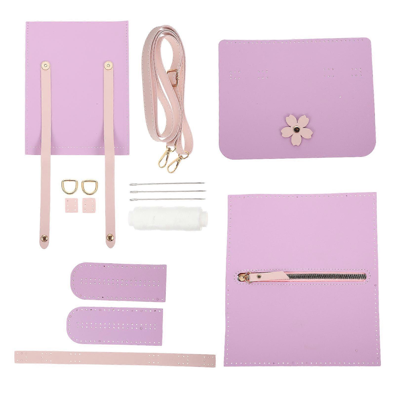 DIY Handmade Violet PU and Alloy Chain Bag Making Kit for Crafting Square Shoulder Bag 1 Set