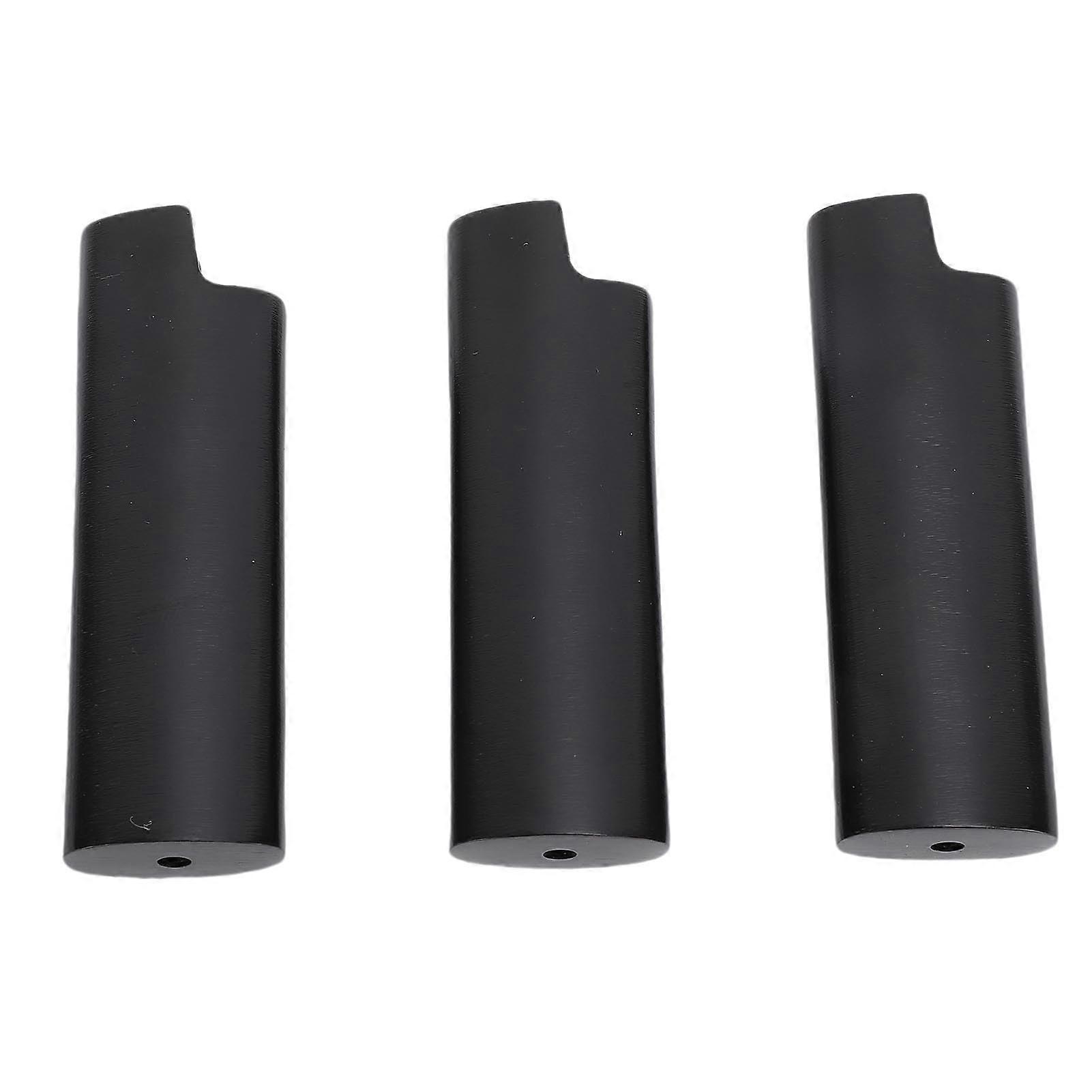 3pcs Compact Lighter Case, Metal Lighter Case Zinc Alloy with Holder, Protective Case for Travel, Party, Bar Schwarz