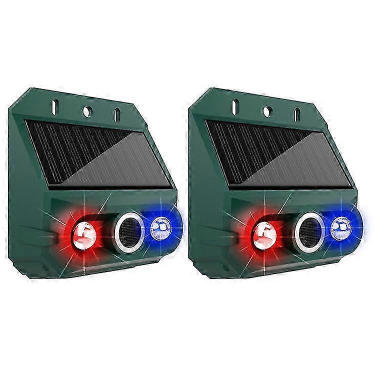 N911Z 2Pcs Solar Powered Ultrasonic Bird Repellent LED Flashing Pigeon Deterrent Motion Sensor Alarm