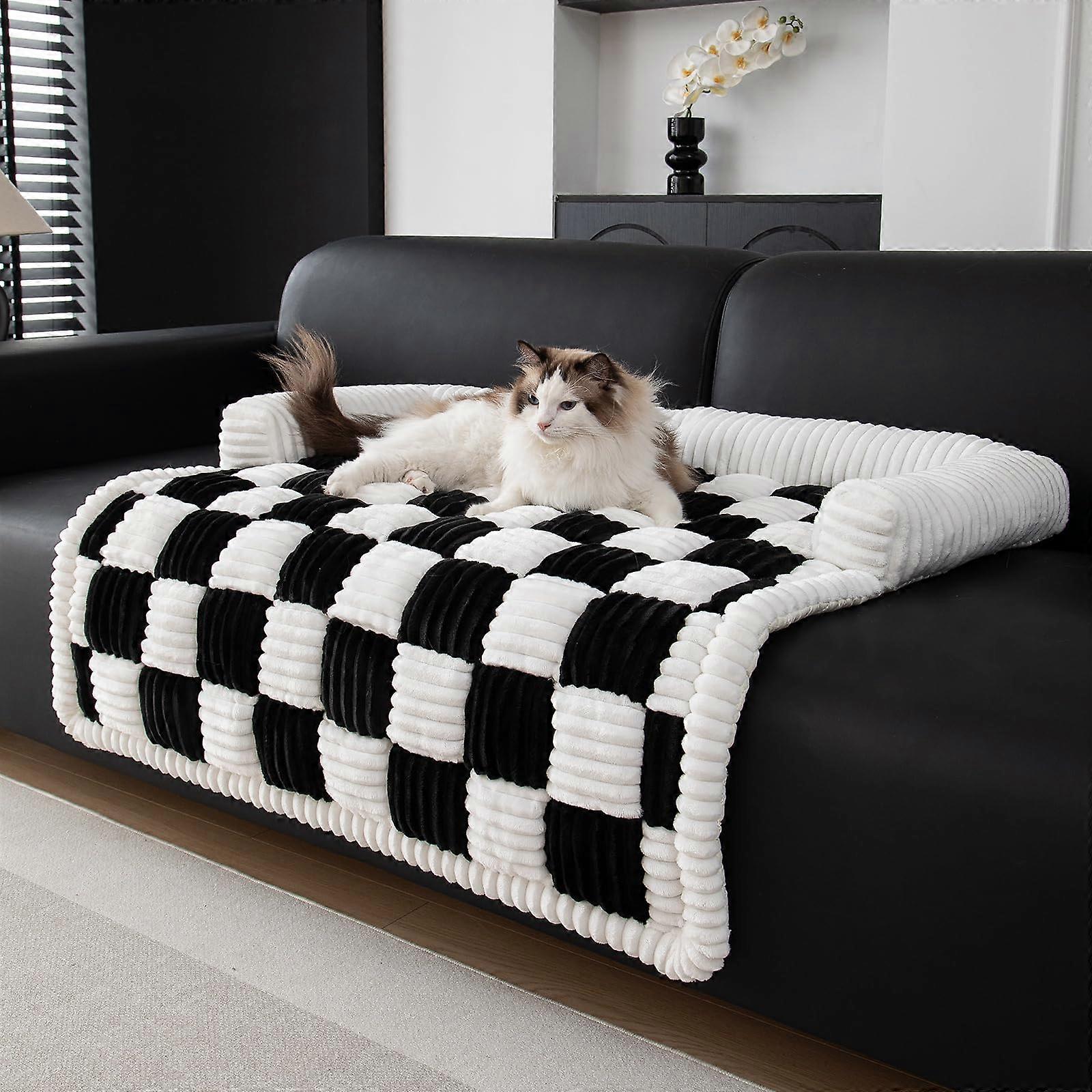 Orthopedic Dog Bed for Large Dogs 90x90x13cm, Washable Plush Dog Cushion, Non-Slip Sofa Mat, Light Brown