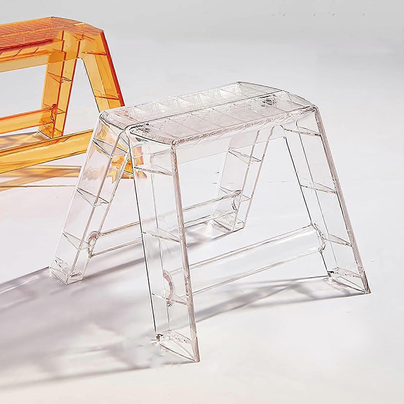 Foldable Acrylic Step Stool Portable 1 Step Ladder for Adults, Transparent Chair Ideal for Indoor and Outdoor Use Easy to Store Folding Stool