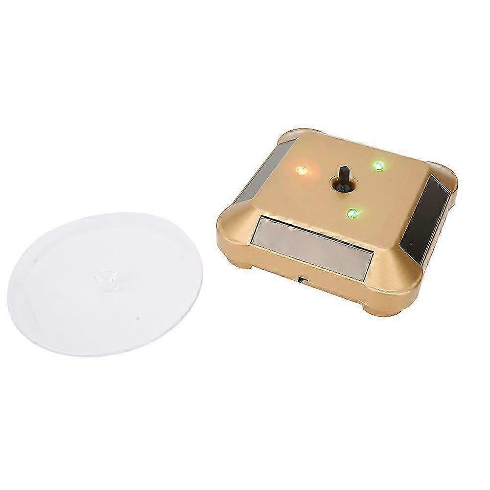 Solar Powered LED Rotating Display Turntable Stand for Jewelry & Phone - Electric Showcase with Light for Gold Products
