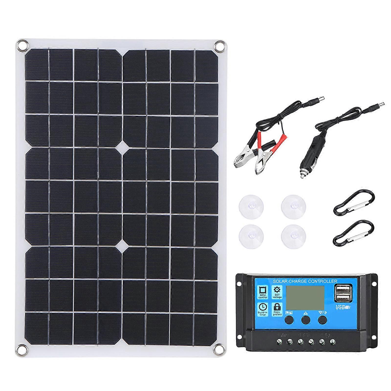 Flexible 300W Solar Panel Kit Monocrystalline Silicon with 60A Controller Dual USB Charging for 12V Battery Mobile Devices