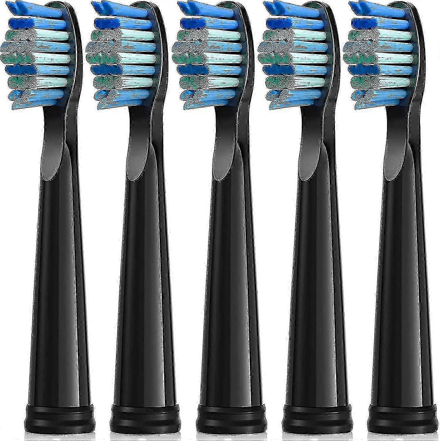 A 5-pack of replacement electric toothbrush heads for a Fairywill brush (FW-507, D1, etc.) with moderate soft bristles.