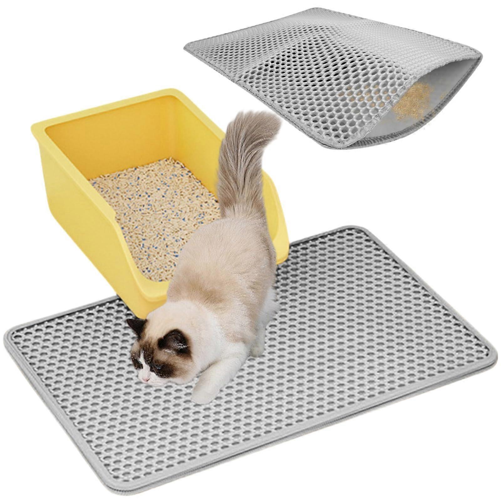 Cat Litter Mat, Waterproof Cat Litter Mat, Double Layer Honeycomb Design, Easy Clean Cat Mat, Large Size Cat Litter Tray Mat