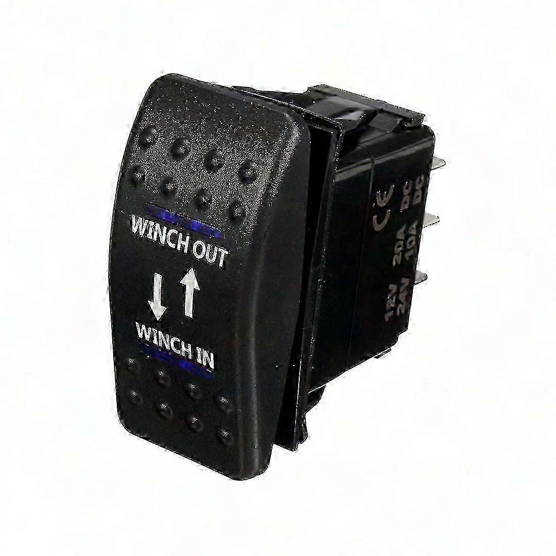 12V 20A Winch In/Out On-Off-On Rocker Switch with 7 Pin LED Blue Light