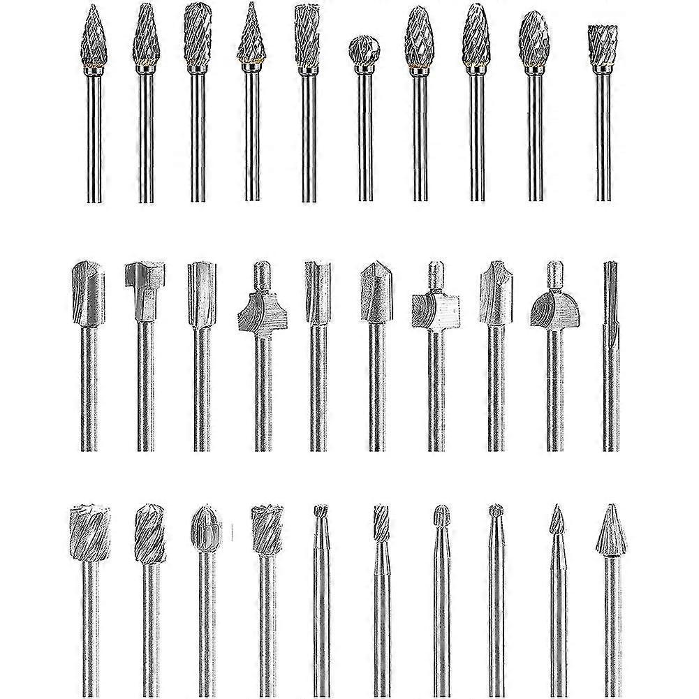 10 قطع كربيد التنجستن مجموعة لدغ الروتاري و 20 قطعة HSS جهاز التوجيه مجموعة بت 1/8 بوصة لحفر النجارة