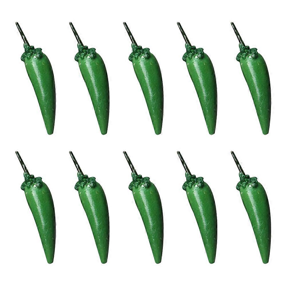 Green Simulation Pepper Miniature Vegetables for Decor 10Pcs Set