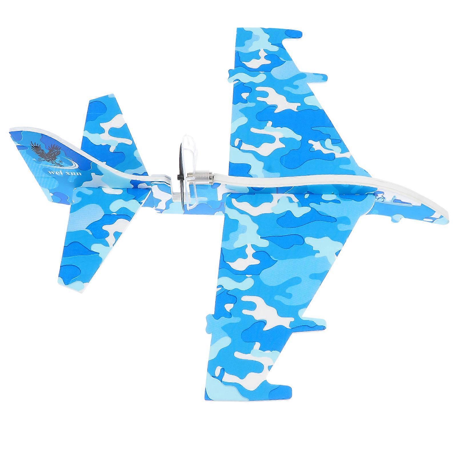 Throwing Glider Airplane Children Flying Toy Aviation Parties Blue Foam with Electronic Components for 1 Set