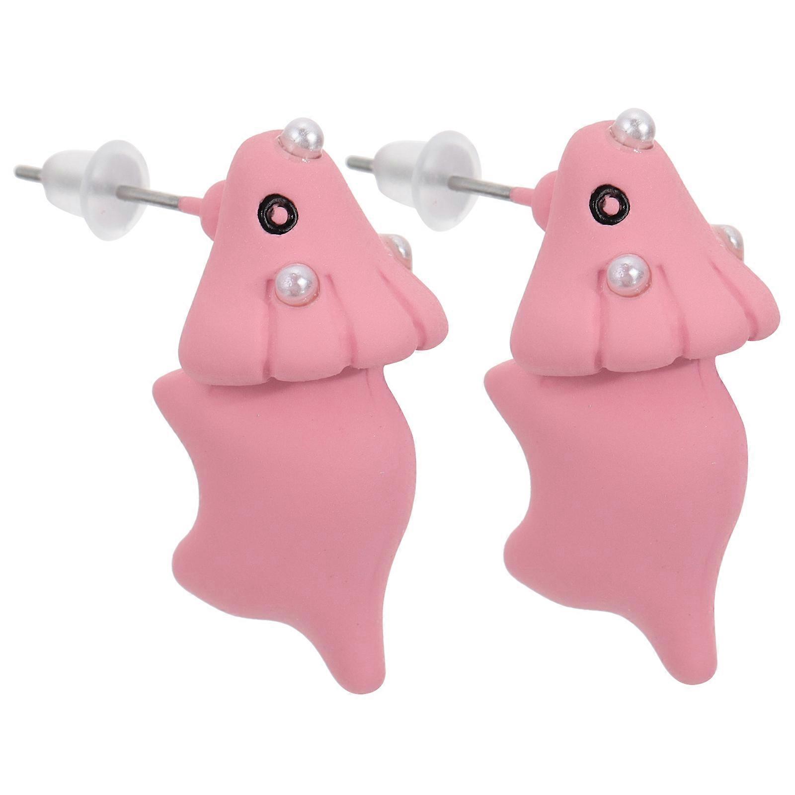 Triangle Animal Shape Ear Studs Earrings for Girls Night Outfits Pink Soft Clay Ear Decoration 1 Pair