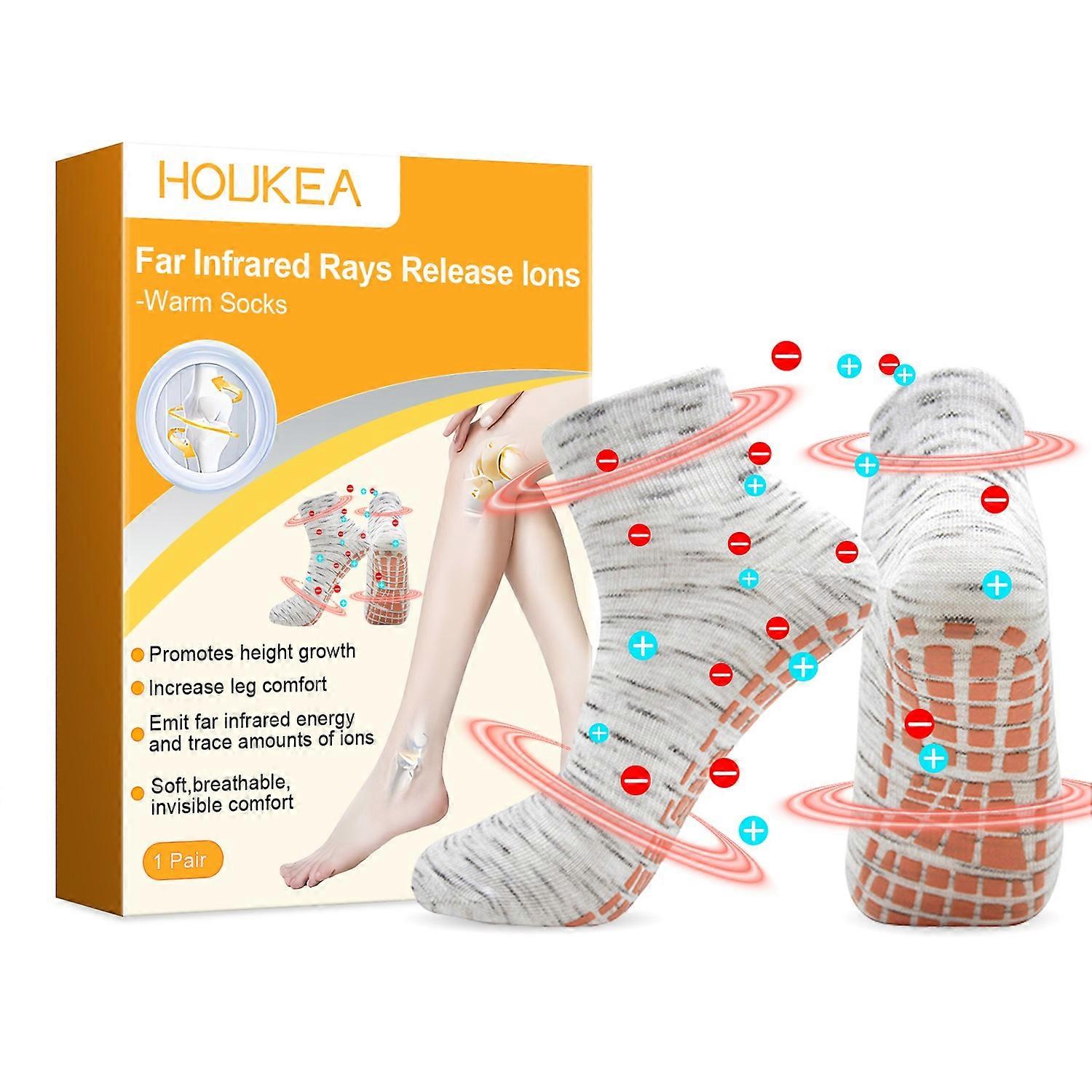 1-6x HOUKEA HKA06-A013-1-YE1 1 Pair Warming Socks Leg Soreness Relieve Breathable Non-Slip Foot Care