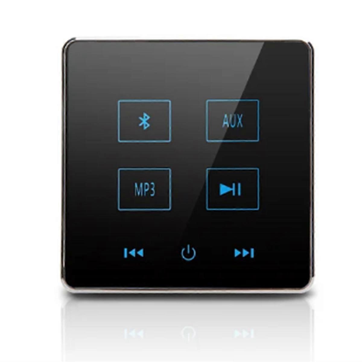 Home Theater Bluetooth Wall Amplifier Touch Screen Music Panel Home Background Audio System Support USB TF Card(Black)