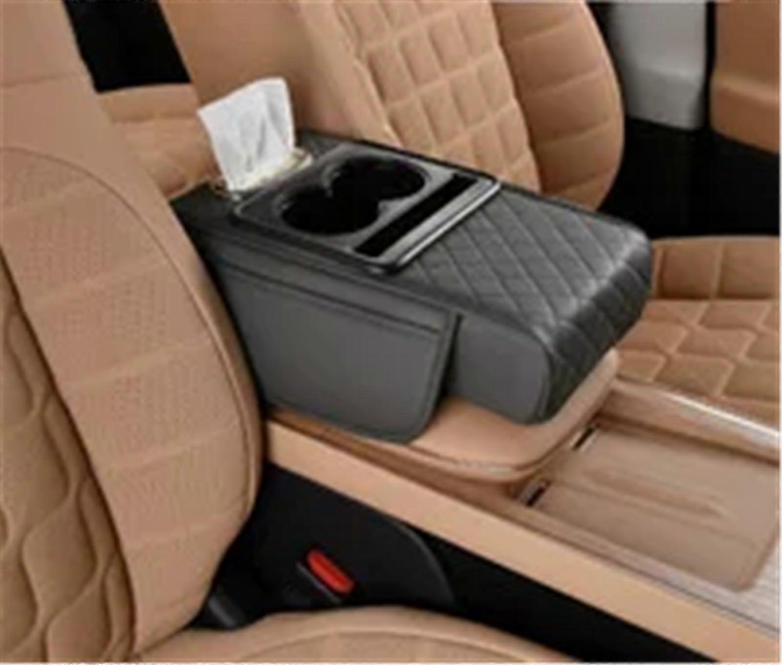 Armrest Storage Box Universal Car Armrest Box Heightener Pad Multifunctional Extended Auto Center Console Cushion(Light gray)