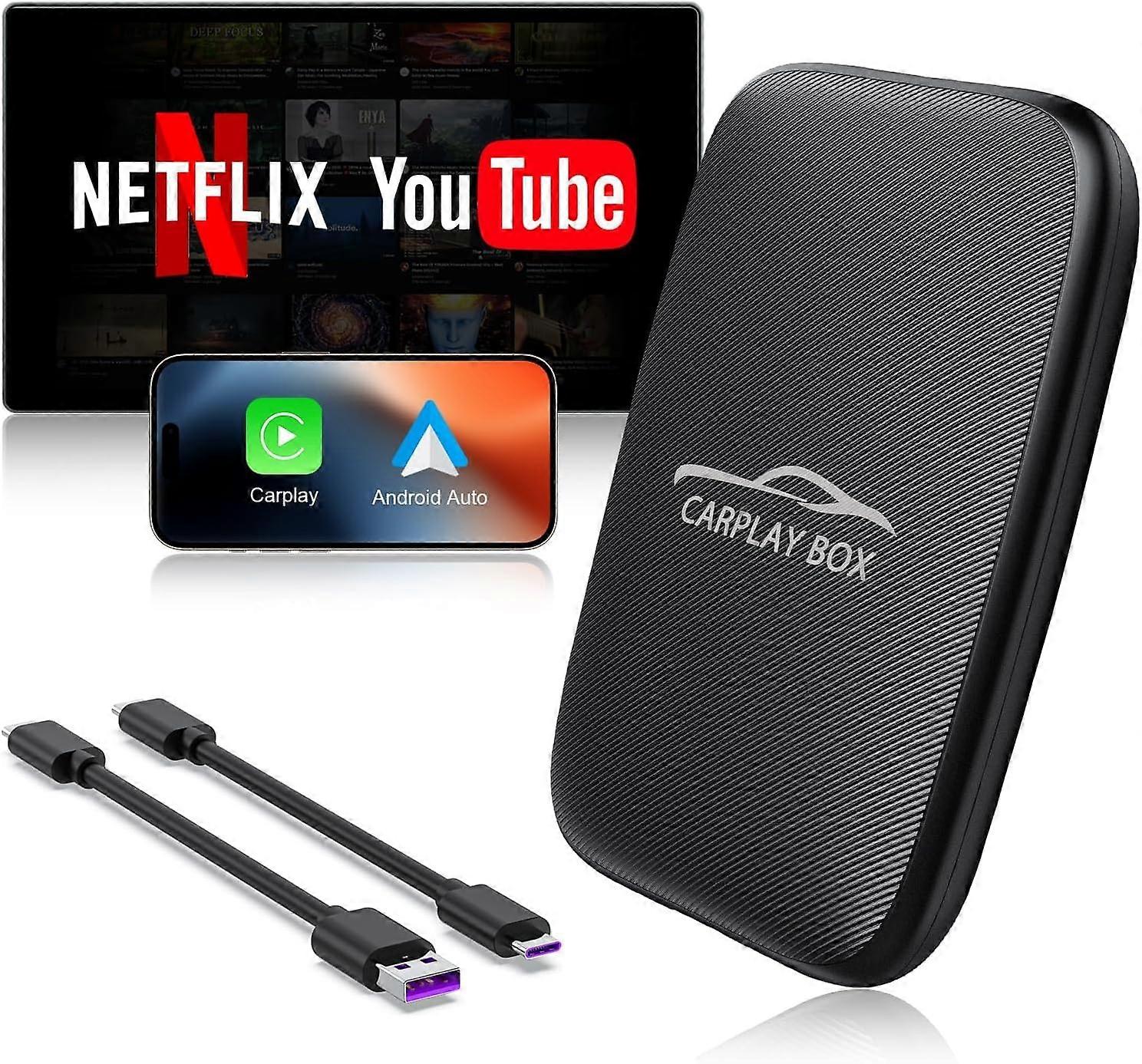 2025 Neuestes Modell 5 in 1 Wireless Carplay Adapter Netflix Youtube, 2025 Android Auto Wireless Adapter und Carplay Video Ai Box Unterstützung TF